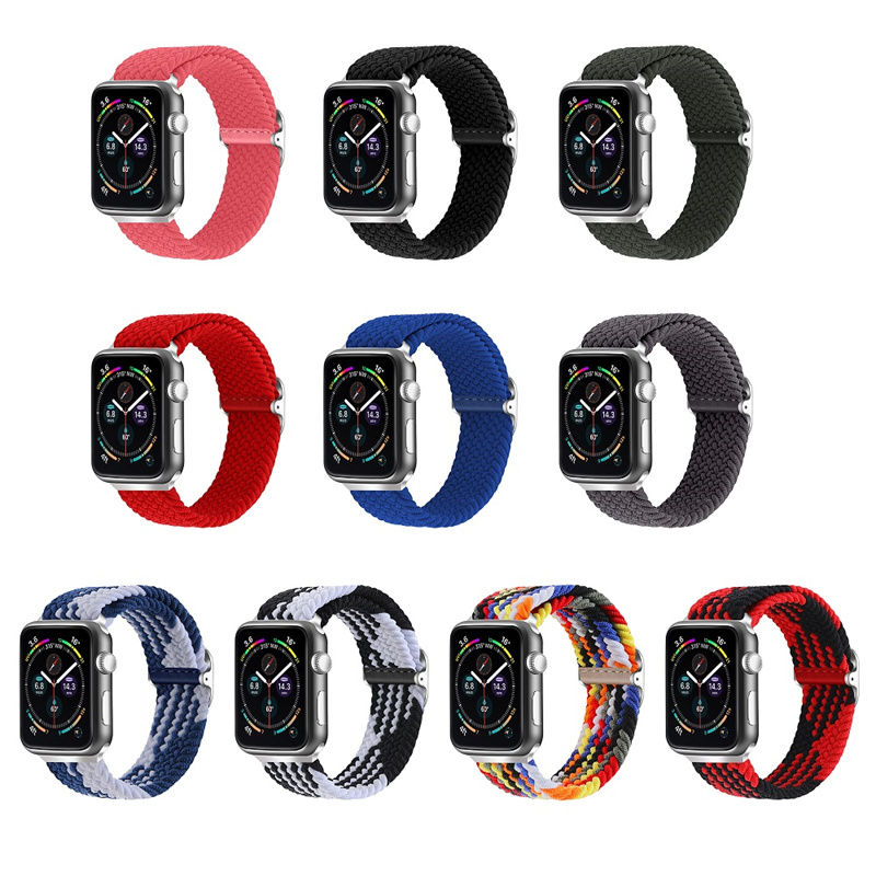 CBIW270四角いバックル伸縮性編組ナイロンウォッチバンド用Apple Watch 49mm 45mm 41mm 44mm 40mm 42mm 38mm