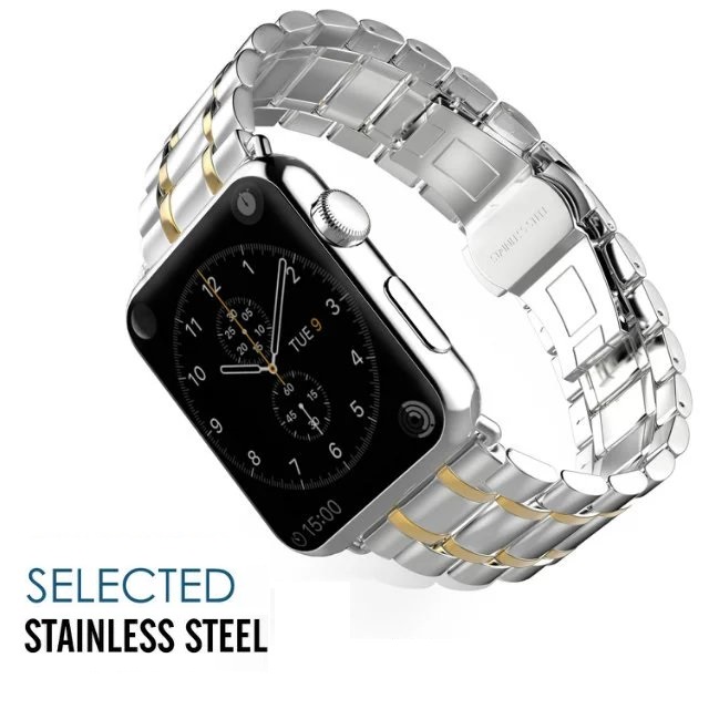 CBIW307 iWatch Metal Link Bracelet with Double Button Butterfly Folding Clasp