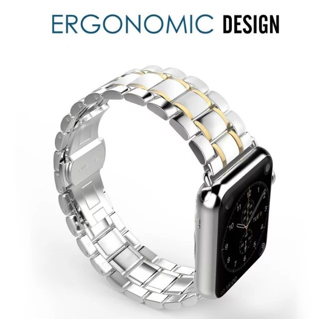 CBIW307 iWatch Metal Link Bracelet with Double Button Butterfly Folding Clasp