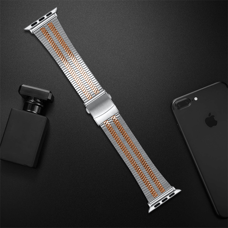 CBIW417-5 새로운 디자인 접이식 걸쇠 스테인리스 스틸 시계 스트랩 Apple Watch Ultra 49mm 시리즈 8 7 6 5 4 3