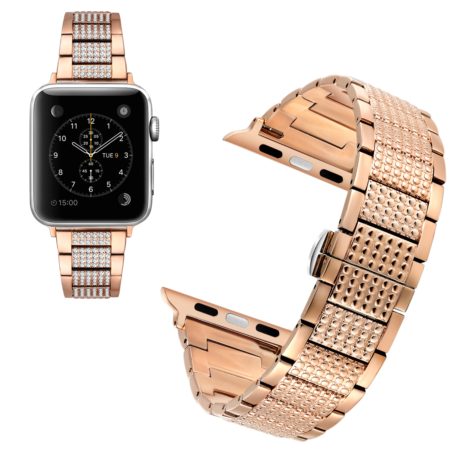 CBIW455 Trendybay Quick Release Butterfly Buckle Copper Watch Band Strap For Apple Watch Series 7 6 5 4 3 2 1 SE