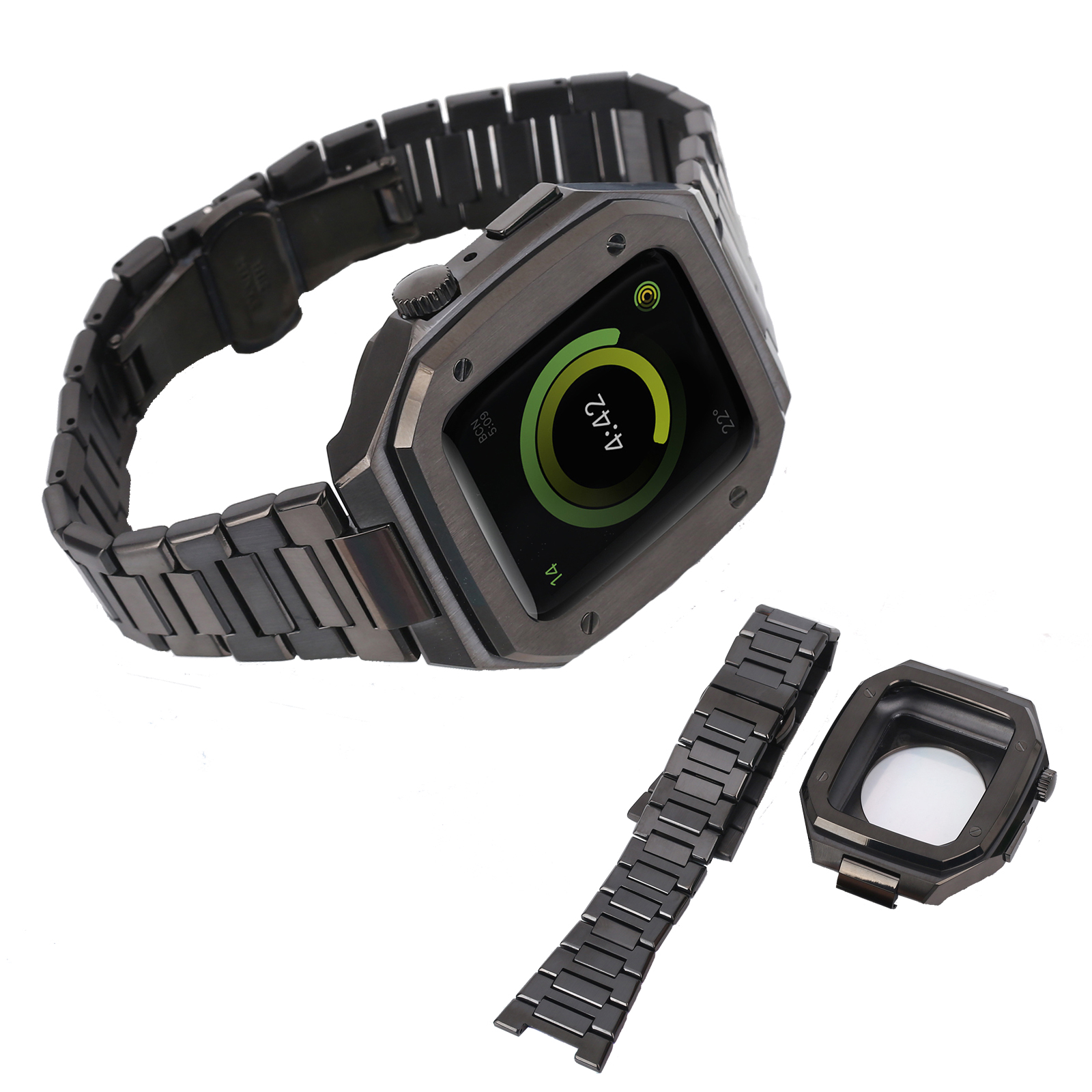 CBIW457 Luksusowa skrzynka ze stali nierdzewnej + zespół do oglądania jabłek 38mm 40mm 42mm 44mm