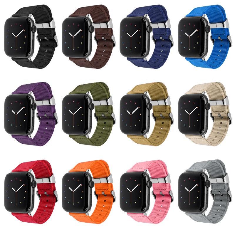 CBIW464 22mm Genişlik Tuval Naylon Bileklikler Askısı Apple İzle Naylon Bant 38/40 / 41mm 42/44 / 45mm