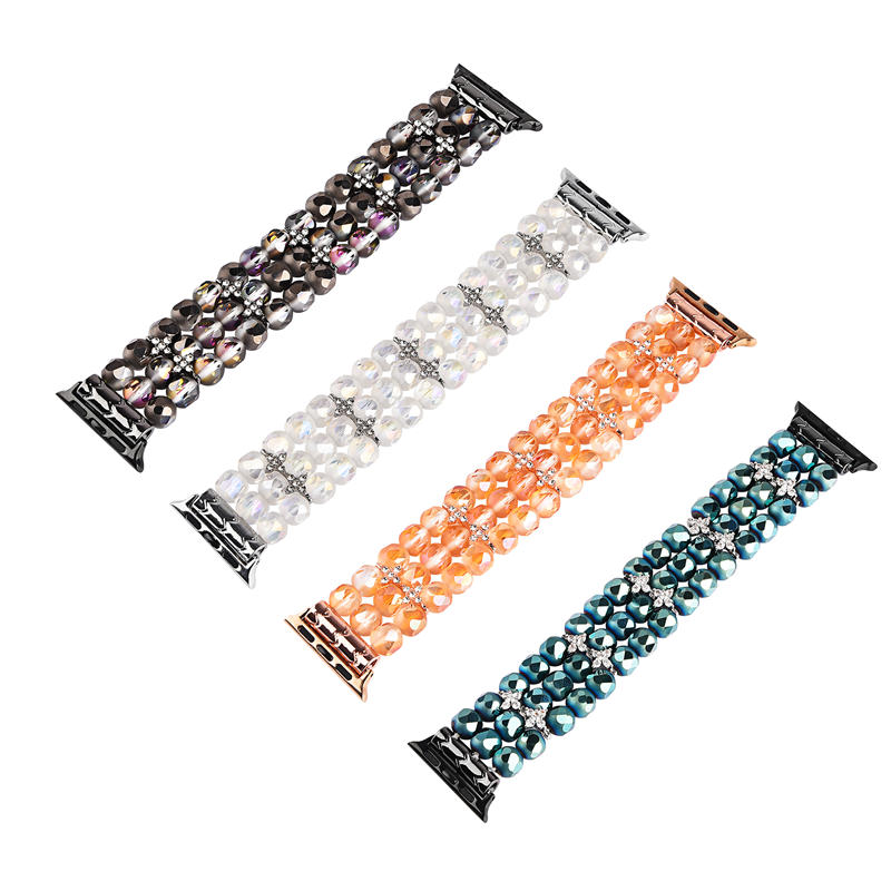 CBIW470 Bling Bling Beads Pulsera de joyería Correa de reloj para Apple Watch 41mm 45mm 40mm 38mm 42mm 44mm