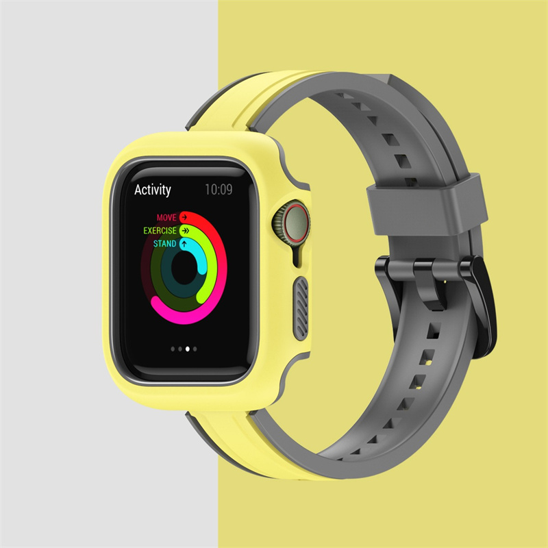 CBIW487 Dual Color Slim Siliconen Strap Horlogebandjes voor Apple Horloge 38/40/41mm 42/44 / 45mm