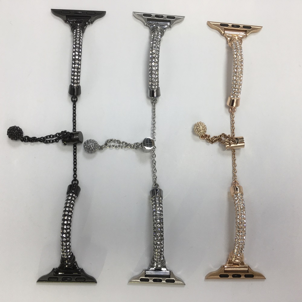 CBIW495 Design cilindrico Bling Rhinestone Lega Watch Band per AppleWatch Series 7 6 5 4 3 SE