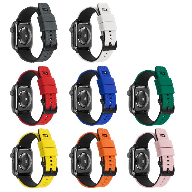 CBIW499 Honeycomb Design Dual Color Silicone Watch Bands For Apple Watch Ultra 49mm Series 8/7/6/5/4/3