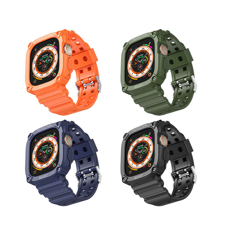 CBIW534 Sport Rugged TPU Watch Band for Apple iWatch Ultra 49mm مع غطاء واقعي
