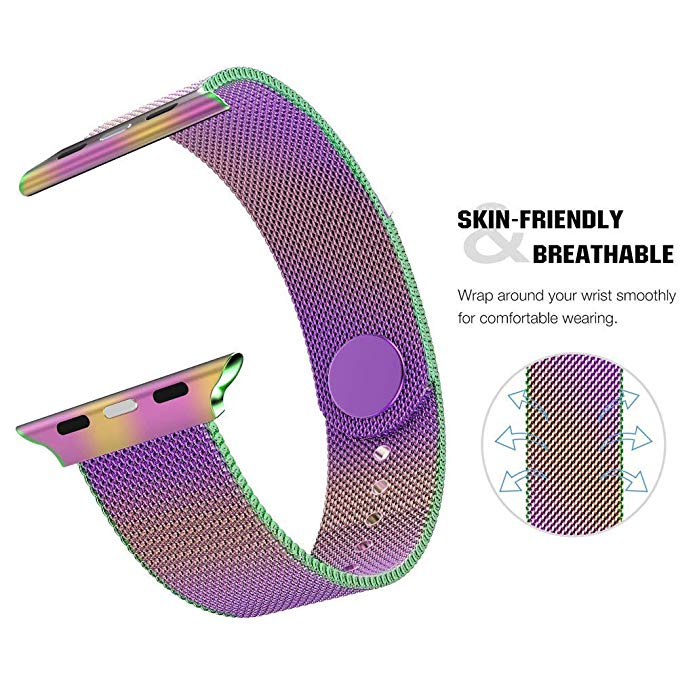 CBIW62 Banda magnética de reloj de acero inoxidable milanesa para Apple Watch