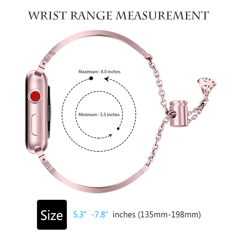 CBIW65 Women Bling Stainless Steel Watch Strap For Apple Watch With Pendant Tassel
