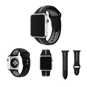 CBIW81 مزدوج الألوان رياضة سيليكون حزام ل iWatch 38mm 42mm 40mm 44mm