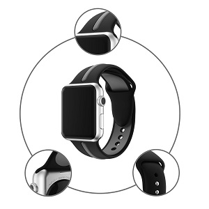 CBIW81 Double Colors Sport Silicone Watch Band For iWatch 38mm 42mm 40mm 44mm