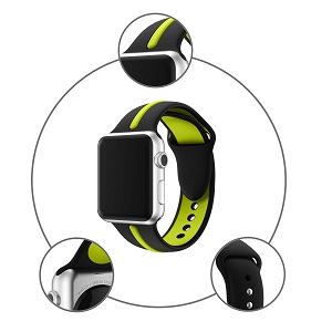 CBIW81 Double Colors Sport Silicone Watch Band For iWatch 38mm 42mm 40mm 44mm