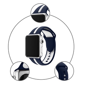 CBIW81 Double Colors Sport Silicone Watch Band For iWatch 38mm 42mm 40mm 44mm