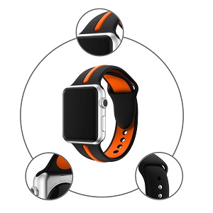 CBIW81 Double Colors Sport Silicone Watch Band For iWatch 38mm 42mm 40mm 44mm