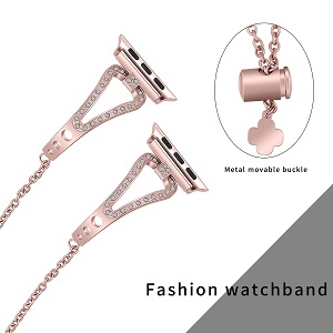 CBIW83 Correa de reloj de acero inoxidable con diamantes de imitación para mujer para Apple Watch