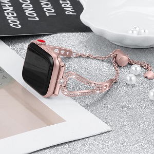 CBIW83 Correa de reloj de acero inoxidable con diamantes de imitación para mujer para Apple Watch
