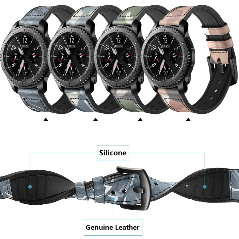 CBSW415 Kamuflaż z prawdziwego skórzanego wymiennego opaski silikonowej