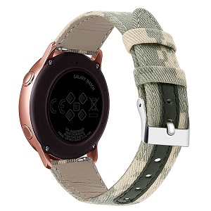 CBSW49 Canvas Leather Watch Band For Samsung Galaxy Watch Active 42mm 46mm