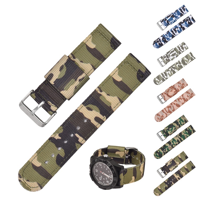 CBUS102 Modetrend lichtgewicht ademend 22 mm camouflage nylon horlogebandjes