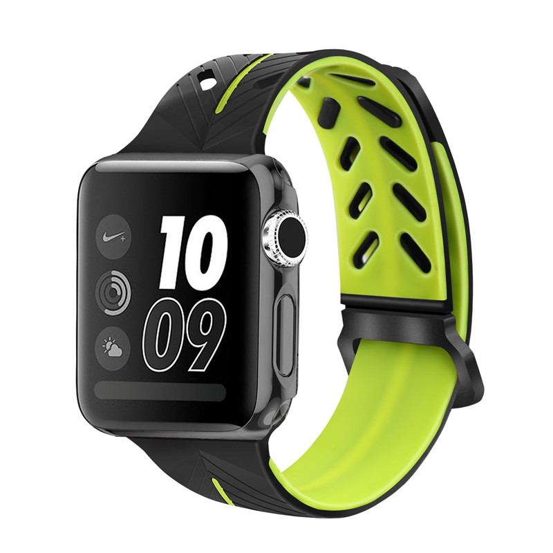 CBWB01 Dual Color Soft Silicone Watch Band With Special Stainless Steel Buckle