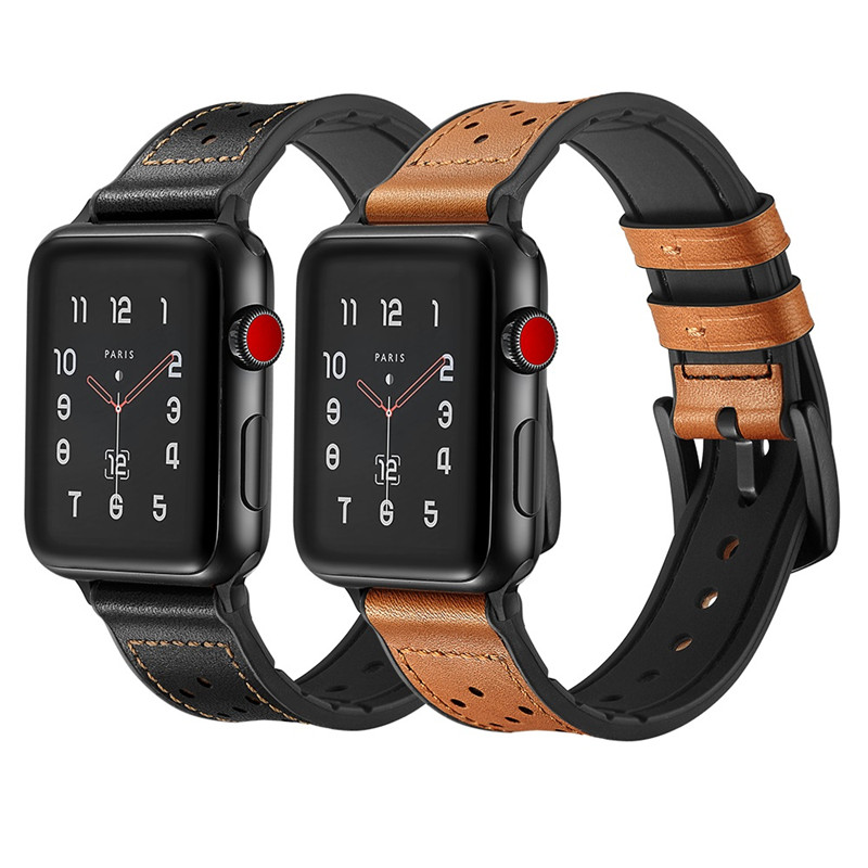 CBWB62 Vintage correa de reloj de cuero de silicona genuino