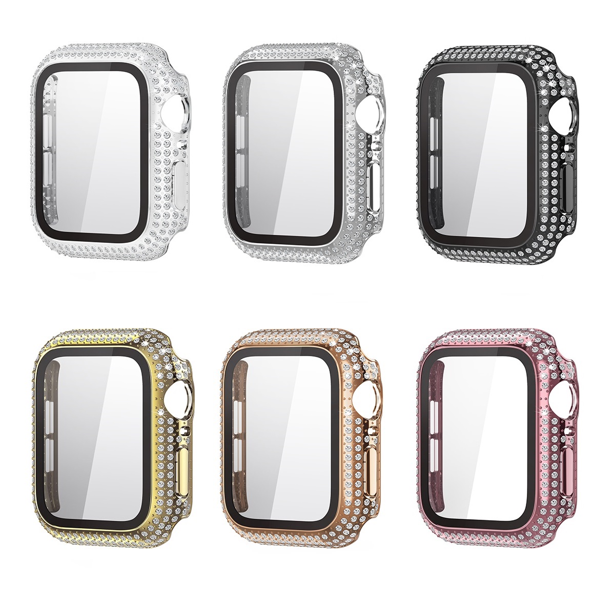 Custodia di plastica di plastica di plastica del diamante del diamante di Bling di lusso del CBWC12 per gli accessori per l'orologio Apple per la copertina del caso IWATCH