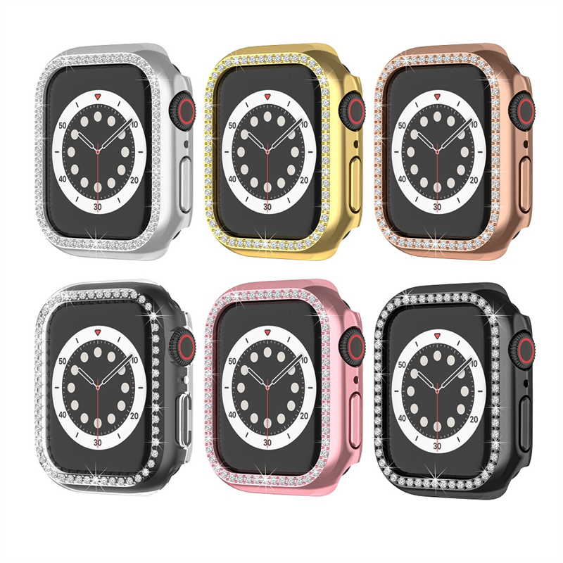 CBWC18 Trendybay Luksusowy Bling Diamond Rhinestone PC Watch Case dla Iwatch Series 7 41mm 45mm
