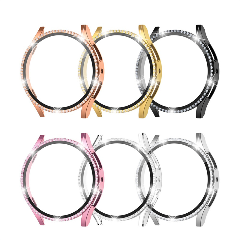 CBWPC-07 Nieuwe Bling Diamond PC Tempered Glass Screen Protector Case voor Samsung Galaxy Watch 5 44mm 40 mm