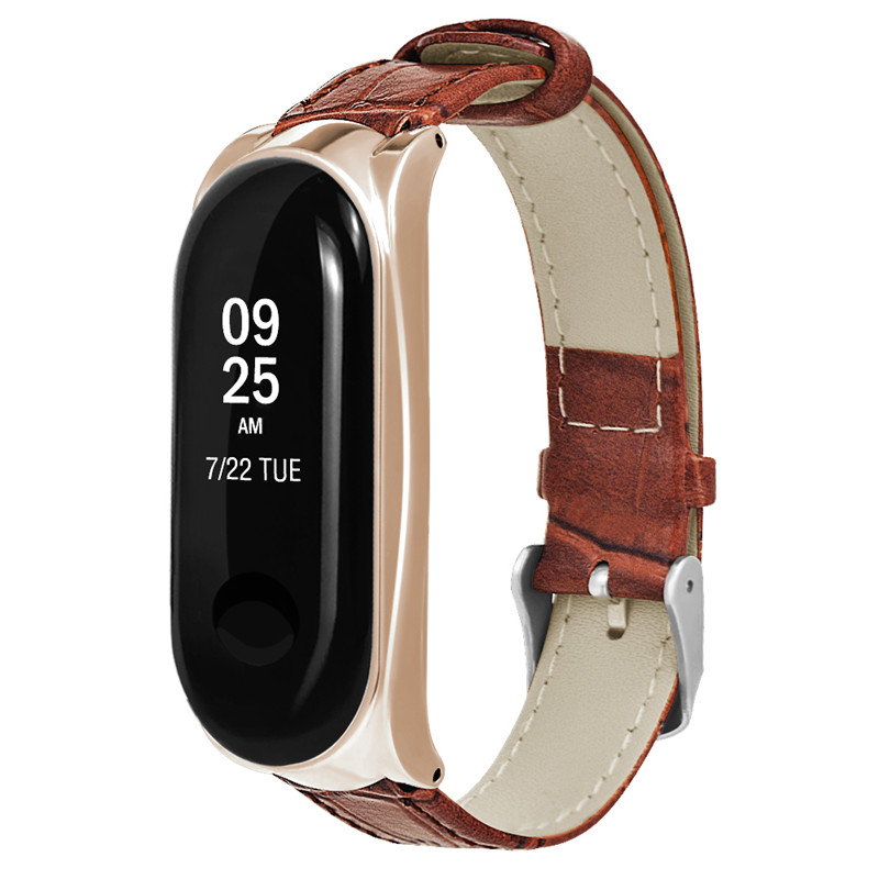 CBXM03 Trendybay Bamboo Pattern Leather Strap For Xiaomi Mi Band 3 Bracelet