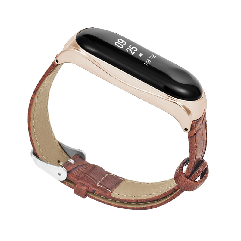 CBXM03 Trendybay Bamboo Pattern Leather Strap For Xiaomi Mi Band 3 Bracelet