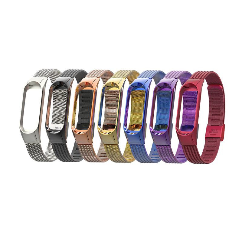 Bracelet de remplacement en acier inoxydable CBXM306 Design Wave pour Xiaomi Mi Band 3