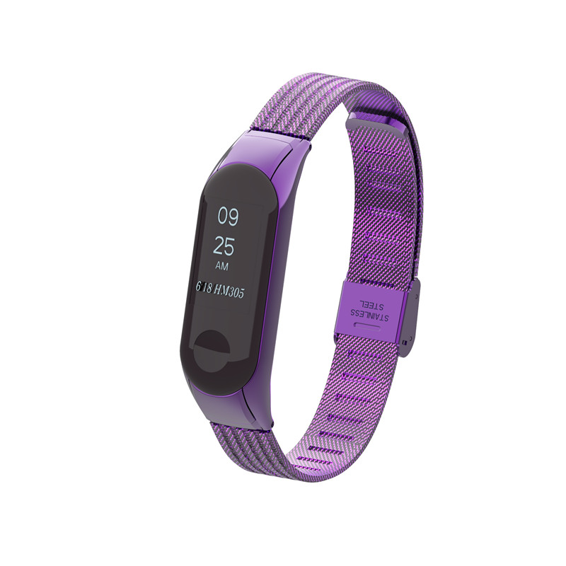 CBXM306 Wave Design Stainless Steel Replacement Strap For Xiaomi Mi Band 3