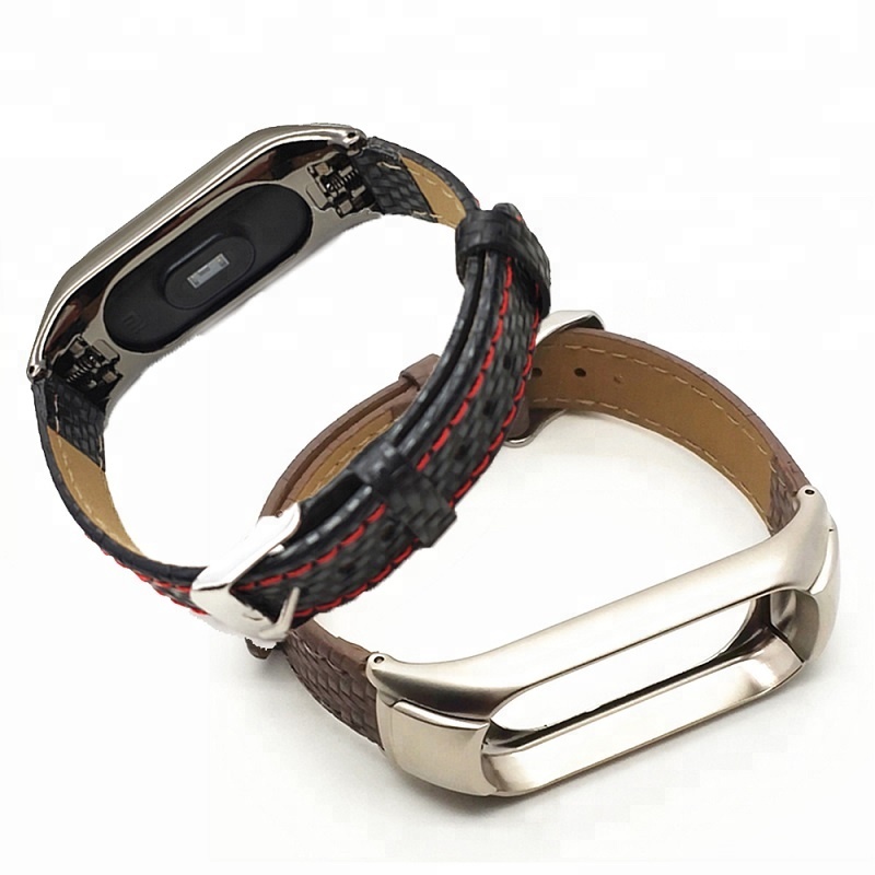 CBXM326 Braided Genuine Leather Wrist Strap For Xiaomi Mi Band 3