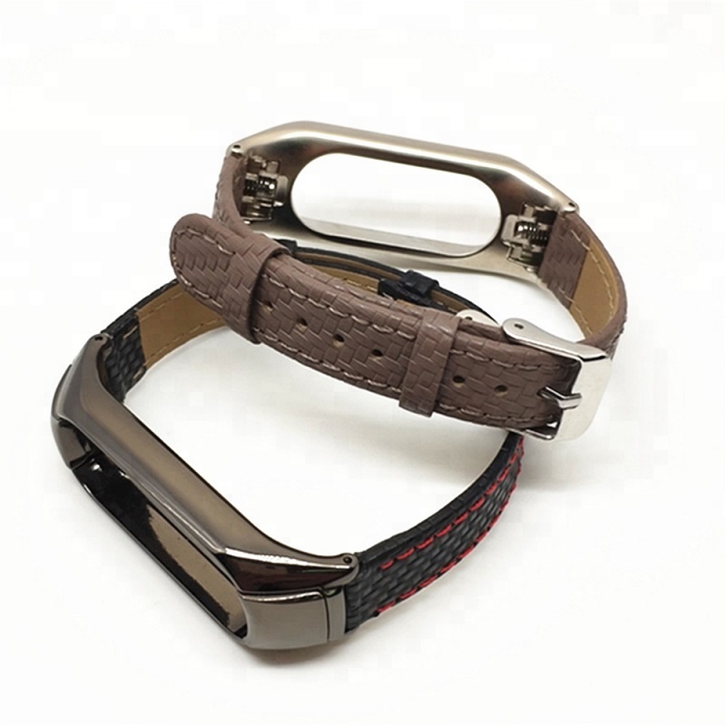 CBXM326 Correa trenzada de cuero genuino para Xiaomi Mi Band 3