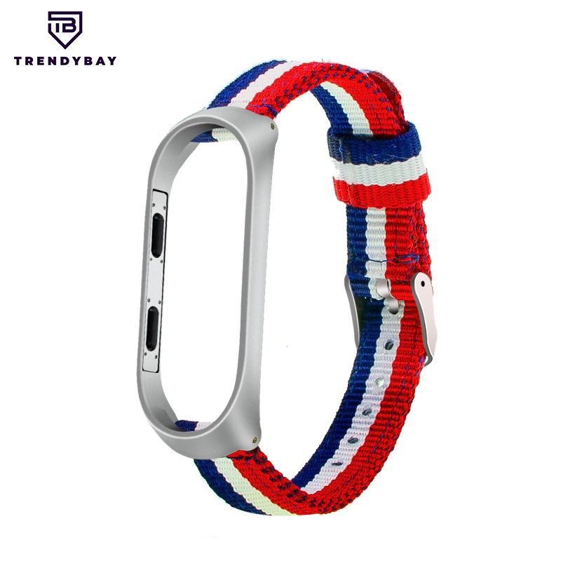 CBXM350 Trendybay 사용자 지정 스트라이프 나일론 나토 스트랩 Xiaomi Mi Band 3 2