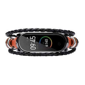 CBXM453 Fashion Leather Beading Bracelet Watch Strap For Xiaomi Mi Band 3/4