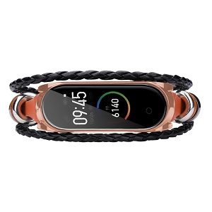 CBXM453 Fashion Leather Beading Bracelet Watch Strap For Xiaomi Mi Band 3/4