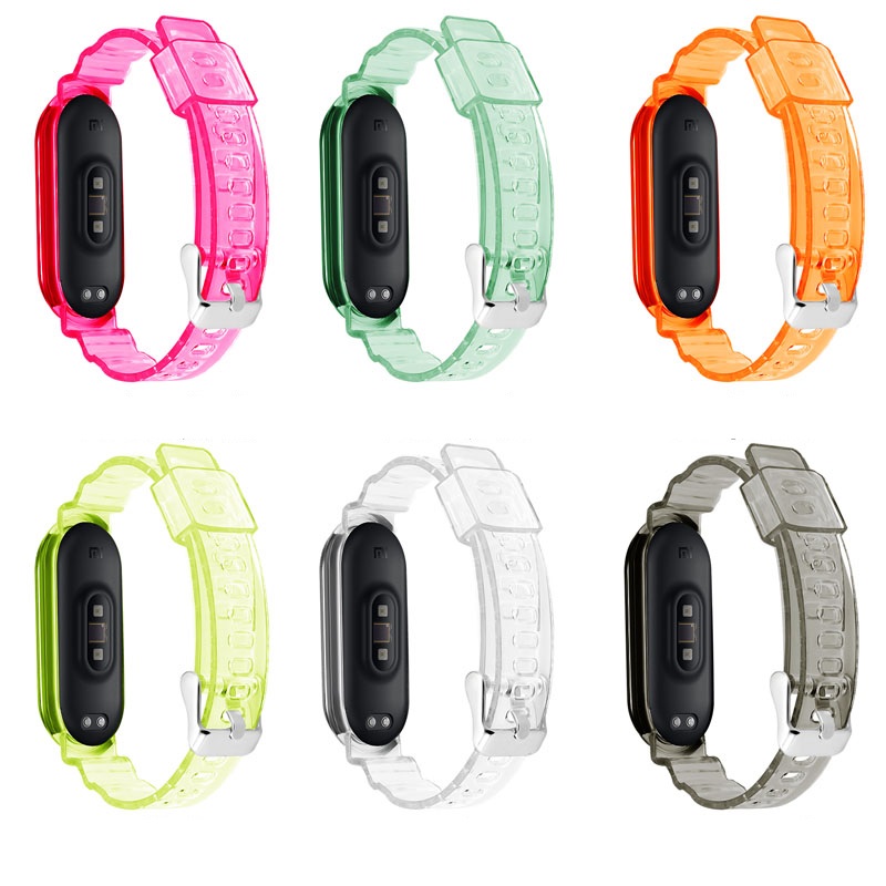 CBXM464 Renkli Şeffaf TPU Yedek Bileklik Correa Askısı Xiaomi Mi Band 4 3 Akıllı Bilezik Için