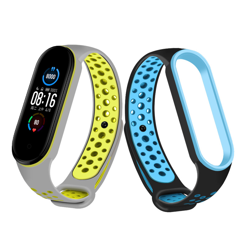 CBXM518 Mi band 5 Silicone Strap Dual Color Correa Para For Xiaomi Mi Band 5 Fitness Bracelet