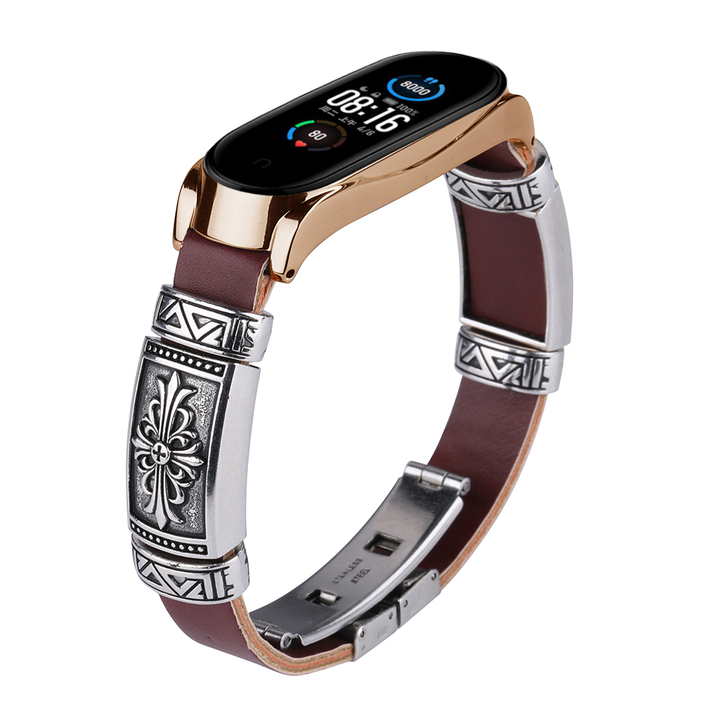 CBXM526 Xiaomi Mi Band 5 용 레트로 버터 플라이 버클 교체 팔찌 스트랩