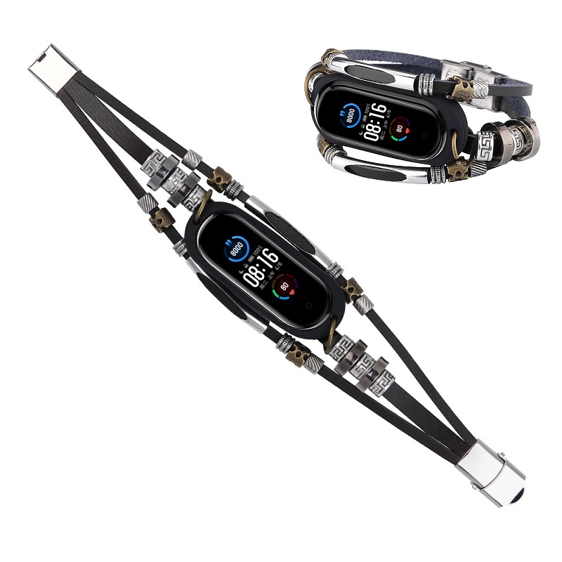 CBXM536 Retro Miband 5 حزام معصم من الجلد لشاومي Mi Band 5 Correa