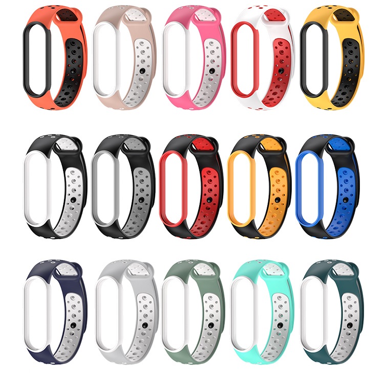Xiaomi Mi Band5用CBXM563通気性デュアルカラーラバーシリコンストラップ