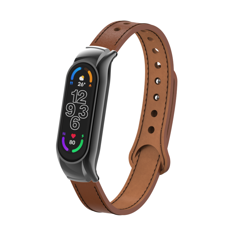 CBXM7-19 Produkty trendowe zegarek zegarek skórzany pasek do Xiaomi Mi Band 7 smartwatch