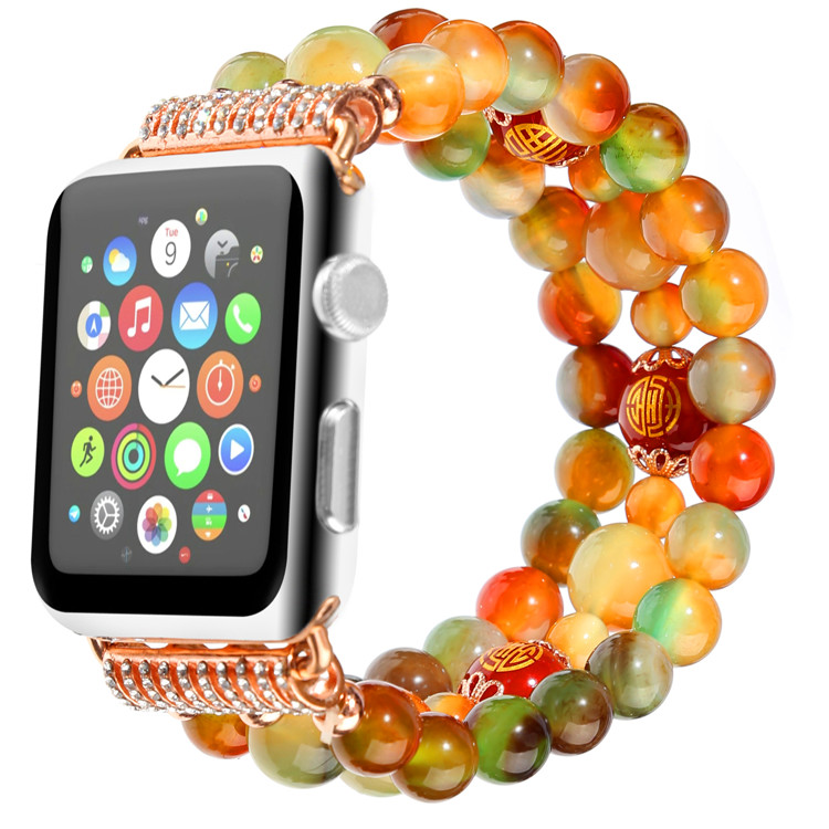 Pulsera con cuentas de ágata de deportes retro con clase Apple Watch Band