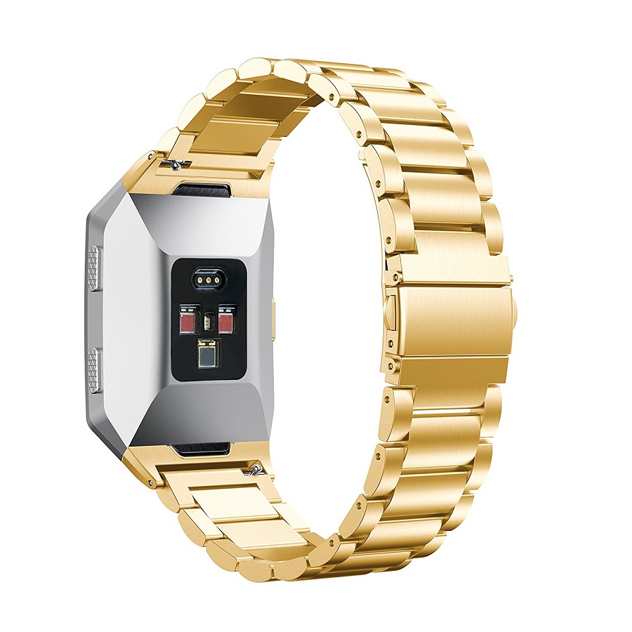 Fitbit Ionic Bracelet en acier inoxydable à maillons de bracelet en métal avec boucle déployante