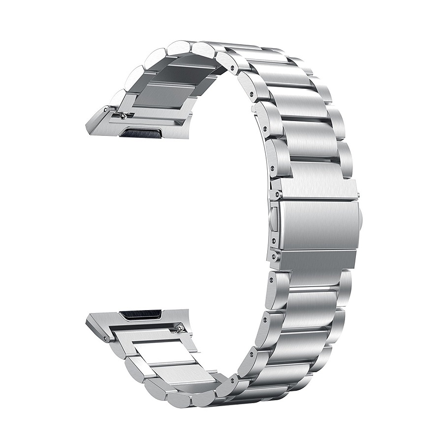 Fitbit Ionic Bracelet en acier inoxydable à maillons de bracelet en métal avec boucle déployante