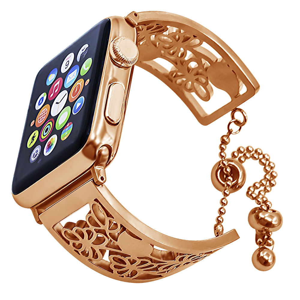 Ladies Jewelry Bangle Edition Stainless Steel Floral Hollow Out Bracelet Watch Band