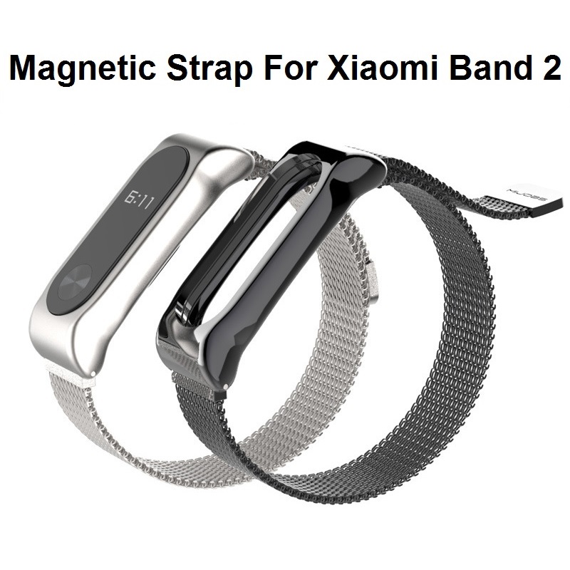 Xiaomi Mi Band 2 Milanese Magnetic Loop Stainless Steel Wrist Bracelet Strap