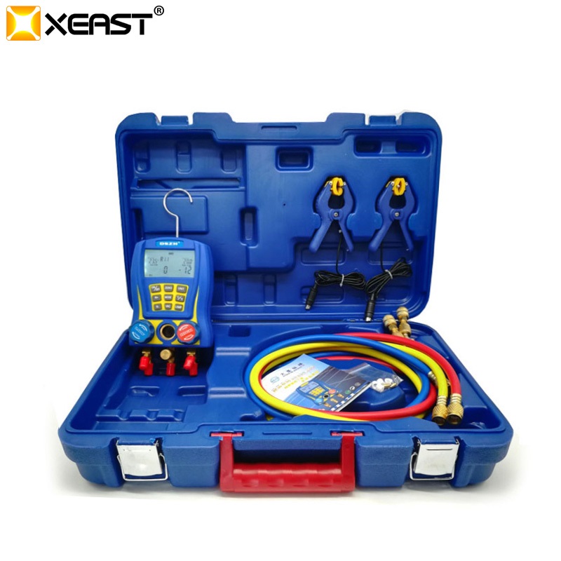 Xeast 2019 new arrive Electronic Fluoride Meter Digital Display Refrigeration Manifolds Pressure Vacuum Gauge